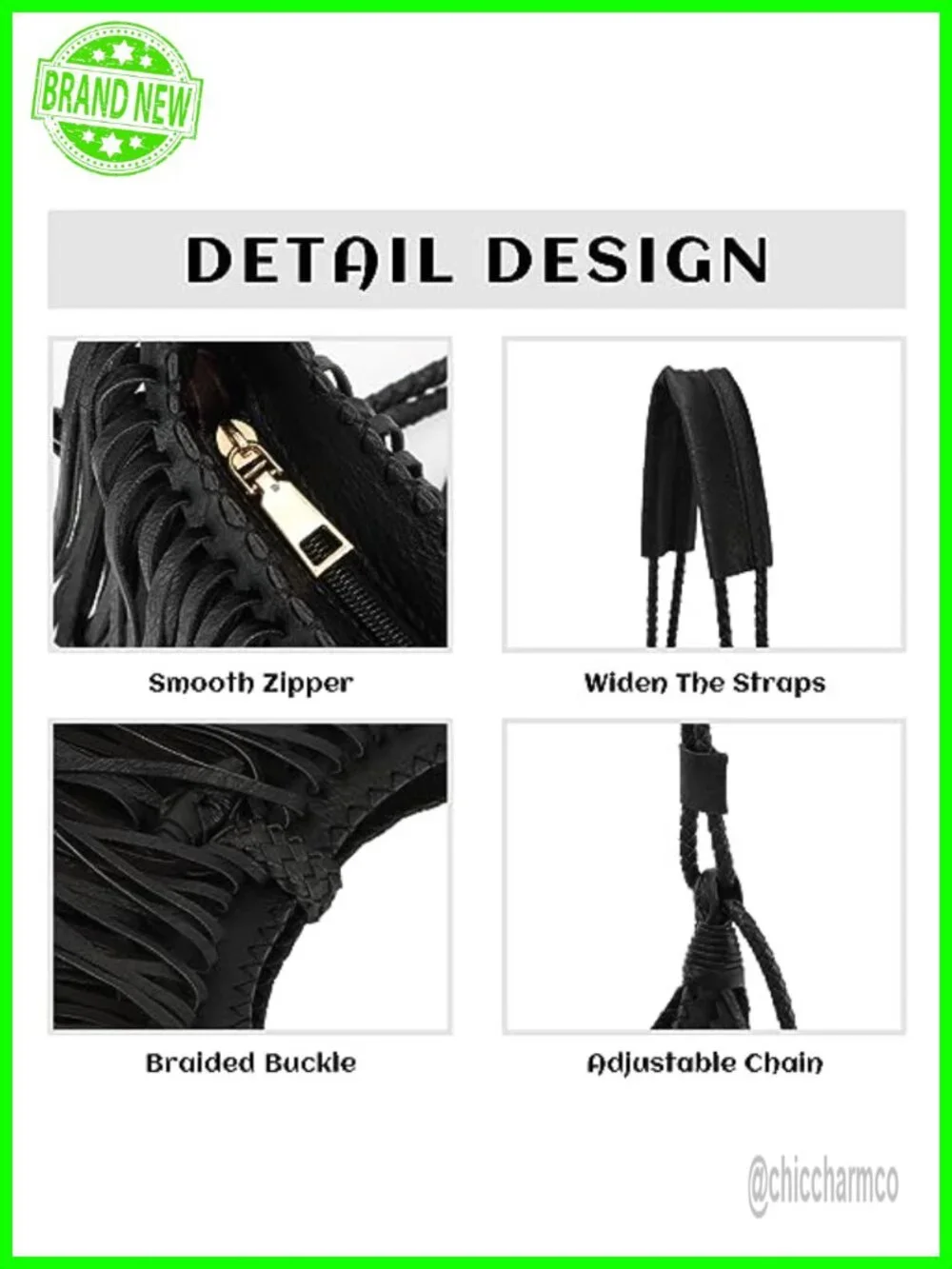 Vegan Faux Suede Leather Fringe Hobo Bag Crossbody Purse with Tassel